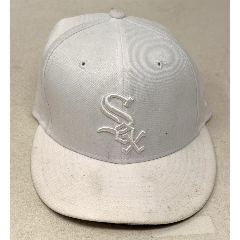 New Era 59FIFTY Chicago White Sox White Fitted Baseball Hat Cap Size 7 MLB